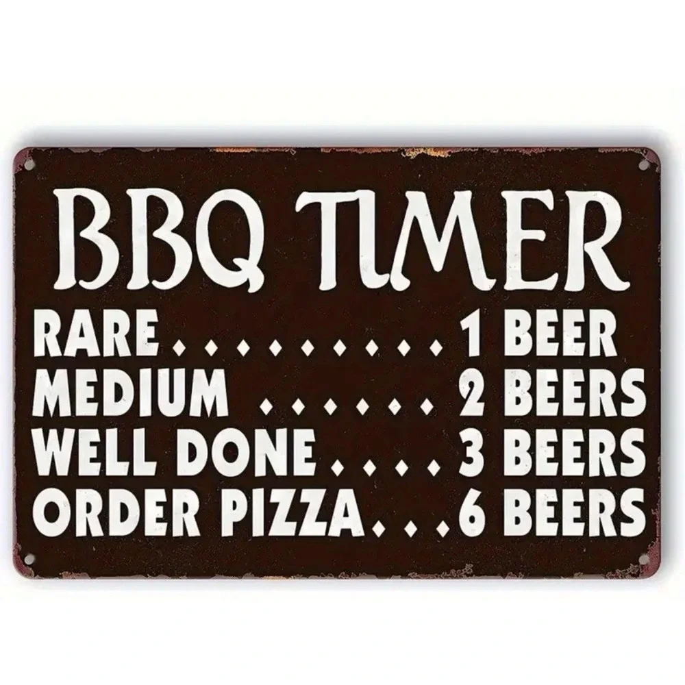 BBQ Timer Sign Aluminum Metal 8